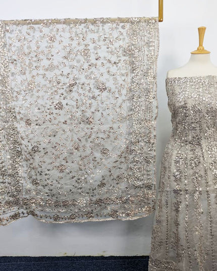 Handmade Heavy Gotta Work Organza Frock 2PC Unstitched ( Dyeable )