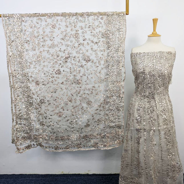 Handmade Heavy Gotta Work Organza Frock 2PC Unstitched ( Dyeable )