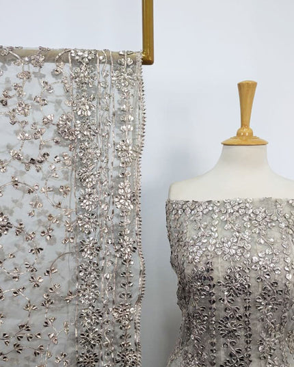 Handmade Heavy Gotta Work Organza Frock 2PC Unstitched ( Dyeable )