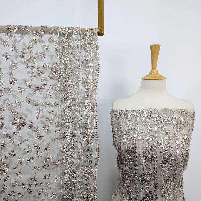 Handmade Heavy Gotta Work Organza Frock 2PC Unstitched ( Dyeable )