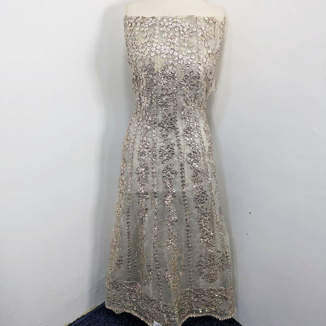 Handmade Heavy Gotta Work Organza Frock 2PC Unstitched ( Dyeable )