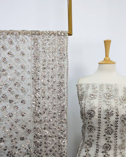 Handmade Heavy Gotta Work Organza Frock 2PC Unstitched ( Dyeable )