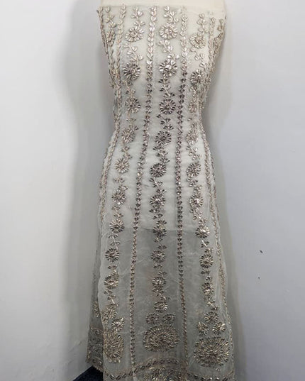 Handmade Heavy Gotta Work Organza Frock 2PC Unstitched ( Dyeable )