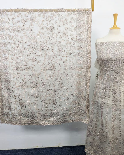 Heavy Gotta Work Organza Frock 2PC Unstitched ( Dyeable )