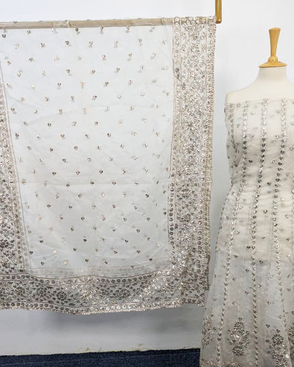 Handmade Dyeable Organza Gotta Work Frock 2PC Unstitched