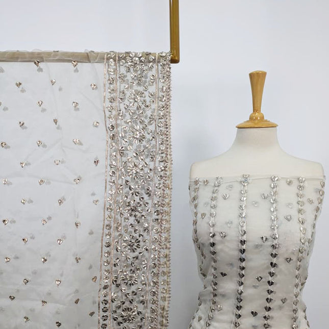 Handmade Dyeable Organza Gotta Work Frock 2PC Unstitched