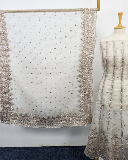 Handmade Dyeable Organza Gotta Work Frock 2PC Unstitched