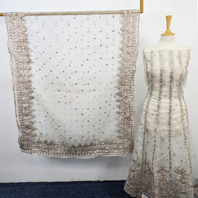 Handmade Dyeable Organza Gotta Work Frock 2PC Unstitched