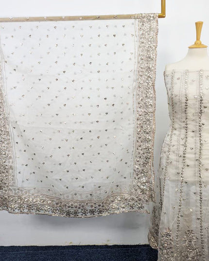 Handmade Dyeable Organza Gotta Work Frock 2PC Unstitched