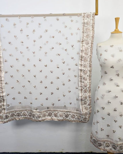 Handmade Dyeable Bamber Chiffon Gotta Work with 4 Sided Border Dupatta