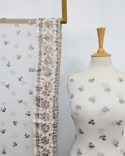 Handmade Dyeable Bamber Chiffon Gotta Work with 4 Sided Border Dupatta