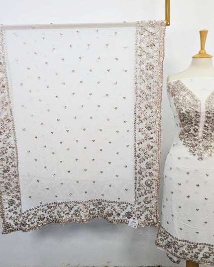 Handmade Dyeable Bamber Chiffon Gotta Work with 4 Sided Border Dupatta