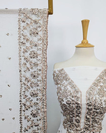 Handmade Dyeable Bamber Chiffon Gotta Work with 4 Sided Border Dupatta