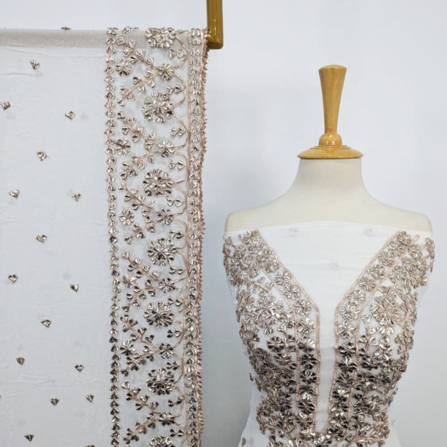 Handmade Dyeable Bamber Chiffon Gotta Work with 4 Sided Border Dupatta