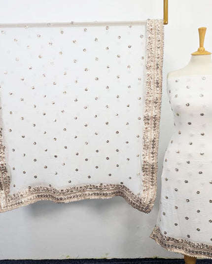 Handmade Dyeable Bamber Chiffon Gotta Work with 4 Sided Border Dupatta