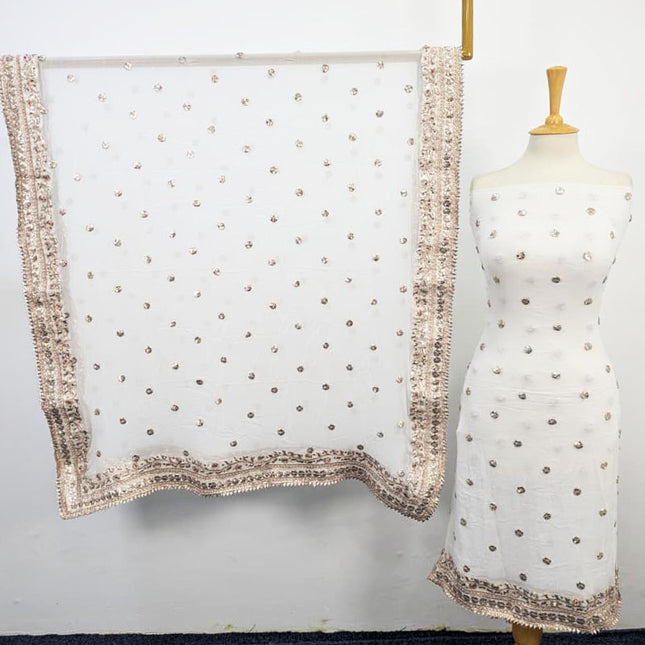 Handmade Dyeable Bamber Chiffon Gotta Work with 4 Sided Border Dupatta