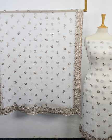 Handmade Dyeable Bamber Chiffon Gotta Work with 4 Sided Border Dupatta