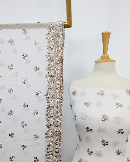 Handmade Dyeable Bamber Chiffon Gotta Work with 4 Sided Border Dupatta