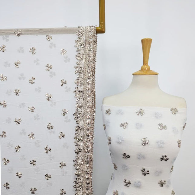 Handmade Dyeable Bamber Chiffon Gotta Work with 4 Sided Border Dupatta