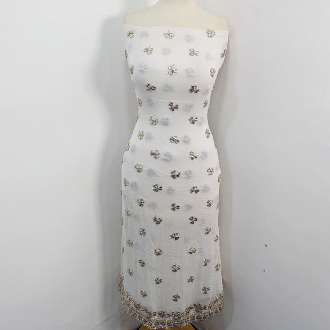 Handmade Dyeable Bamber Chiffon Gotta Work with 4 Sided Border Dupatta