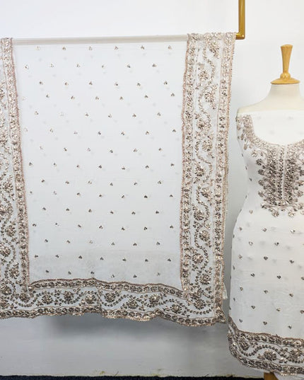 Handmade Dyeable Bamber Chiffon Gotta Work with 4 Sided Border Dupatta