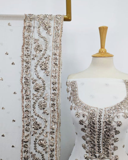 Handmade Dyeable Bamber Chiffon Gotta Work with 4 Sided Border Dupatta