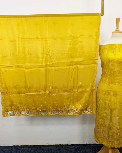 Fancy Embroidered Silk 2PC Unstitched Suit