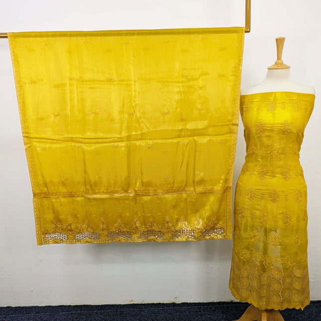 Fancy Embroidered Silk 2PC Unstitched Suit