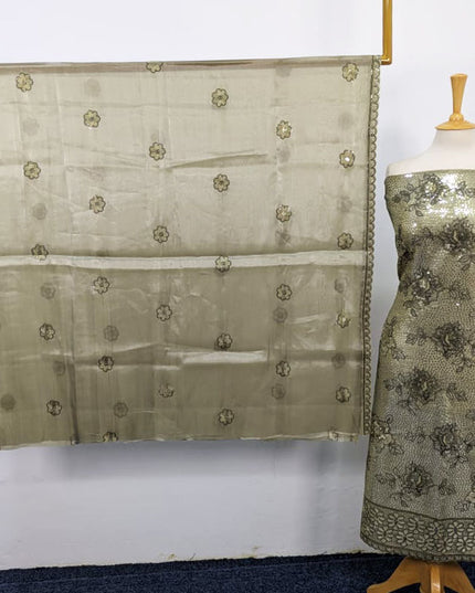 Heavy Embroidered Work  Silk 2PC Unstitched Suit