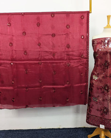 Heavy Embroidered Work  Silk 2PC Unstitched Suit