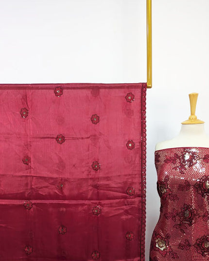 Heavy Embroidered Work  Silk 2PC Unstitched Suit