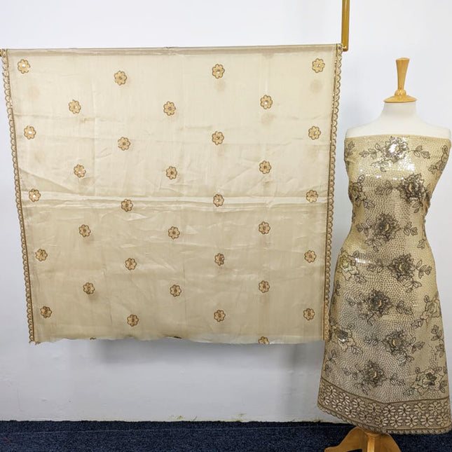 Heavy Embroidered Work  Silk 2PC Unstitched Suit