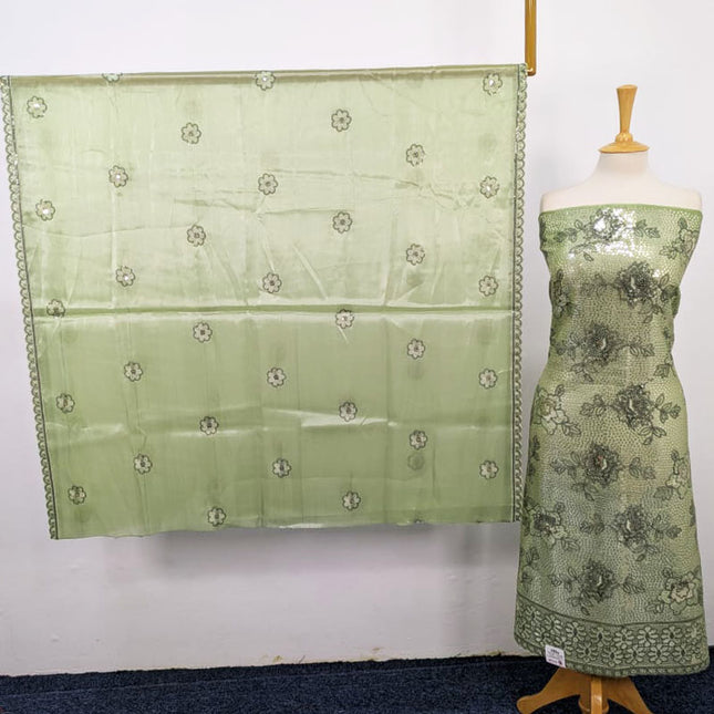 Heavy Embroidered Work  Silk 2PC Unstitched Suit