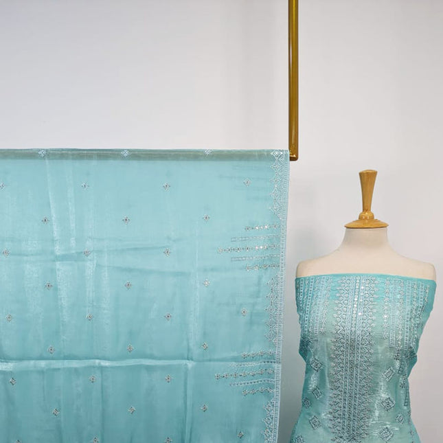 Fancy Embroidered Silk 2PC Unstitched Suit