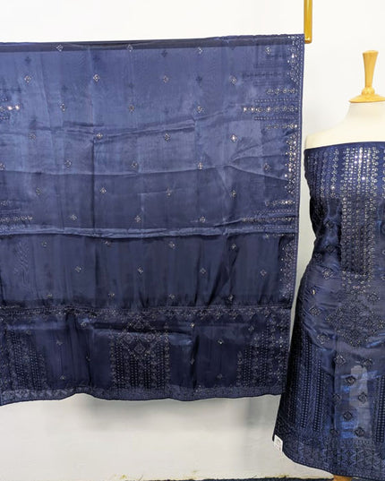 Fancy Embroidered Silk 2PC Unstitched Suit