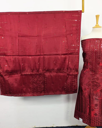 Fancy Embroidered Silk 2PC Unstitched Suit