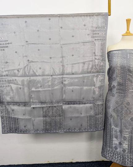 Fancy Embroidered Silk 2PC Unstitched Suit