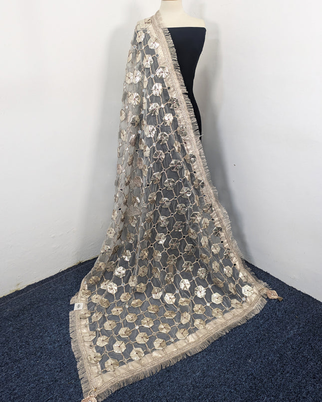 Handmade Gotta + Mirror Work Organza Dupatta (Dyeable in All Colors)