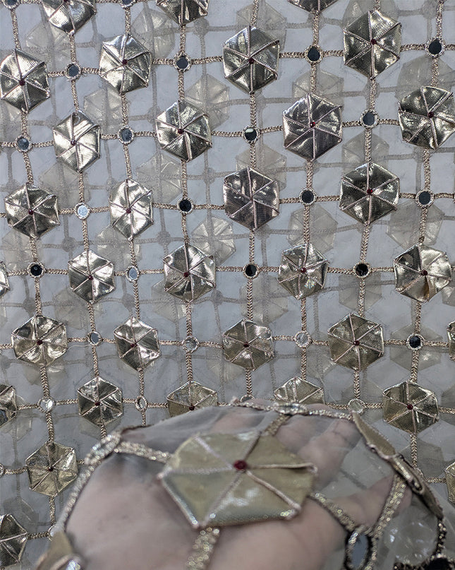 Handmade Gotta + Mirror Work Organza Dupatta (Dyeable in All Colors)