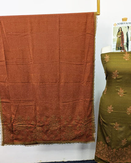 Embroidered Sweet Velvet Peach 3PC Unstitched - Sobia Waseem