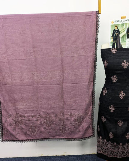 Embroidered Sweet Velvet Peach 3PC Unstitched - Sobia Waseem