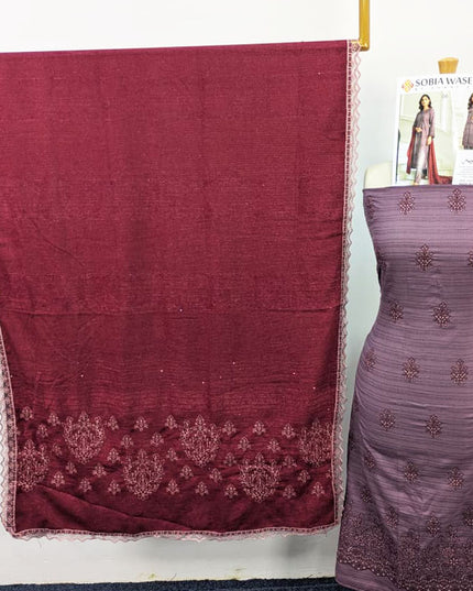 Embroidered Sweet Velvet Peach 3PC Unstitched - Sobia Waseem