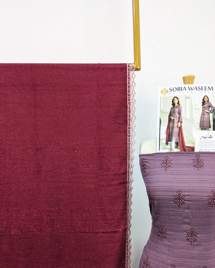 Embroidered Sweet Velvet Peach 3PC Unstitched - Sobia Waseem