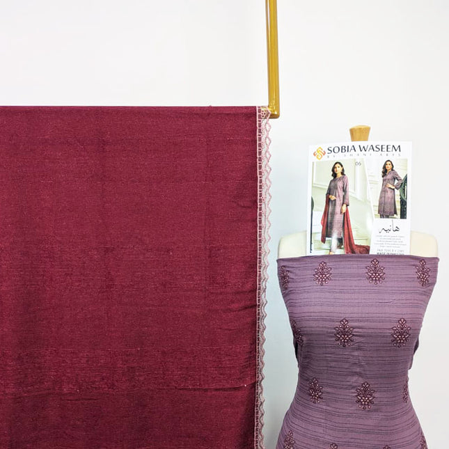 Embroidered Sweet Velvet Peach 3PC Unstitched - Sobia Waseem