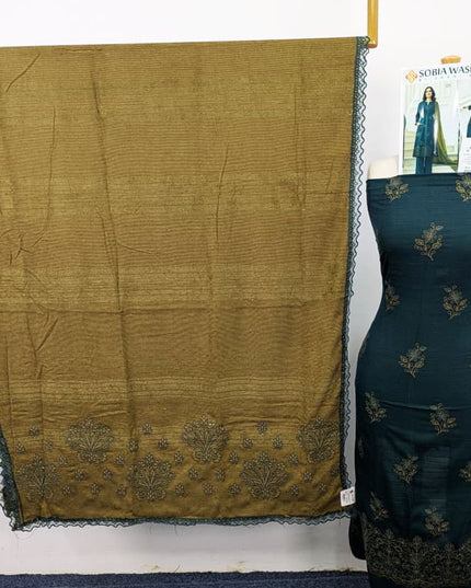 Embroidered Sweet Velvet Peach 3PC Unstitched - Sobia Waseem