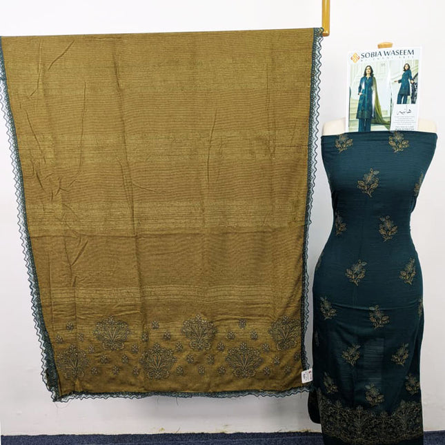 Embroidered Sweet Velvet Peach 3PC Unstitched - Sobia Waseem