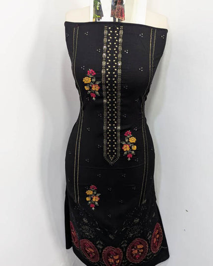 Embroidered Dhanak With Tilla Velvet Motive Work 3PC Unstitched - Komal