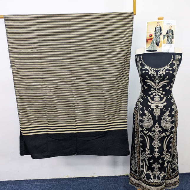 Fancy Embroidered Peach Slub with Wool Pashmina Shawl - Sobia Waseem Vol-2346