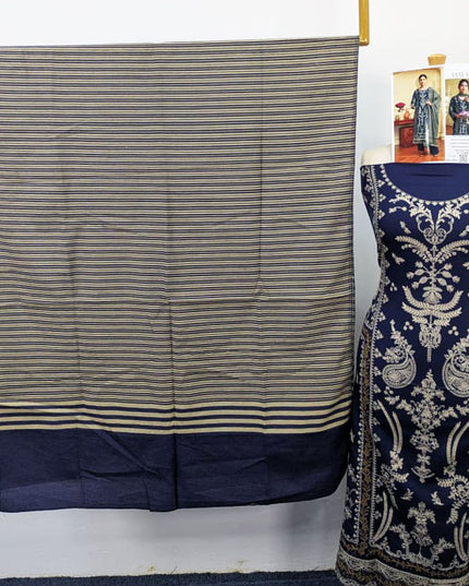 Fancy Embroidered Peach Slub with Wool Pashmina Shawl - Sobia Waseem Vol-2346