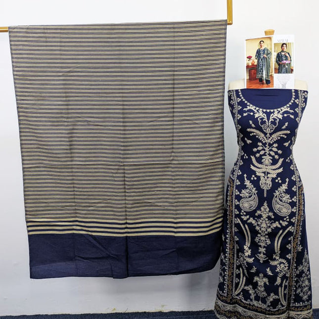 Fancy Embroidered Peach Slub with Wool Pashmina Shawl - Sobia Waseem Vol-2346